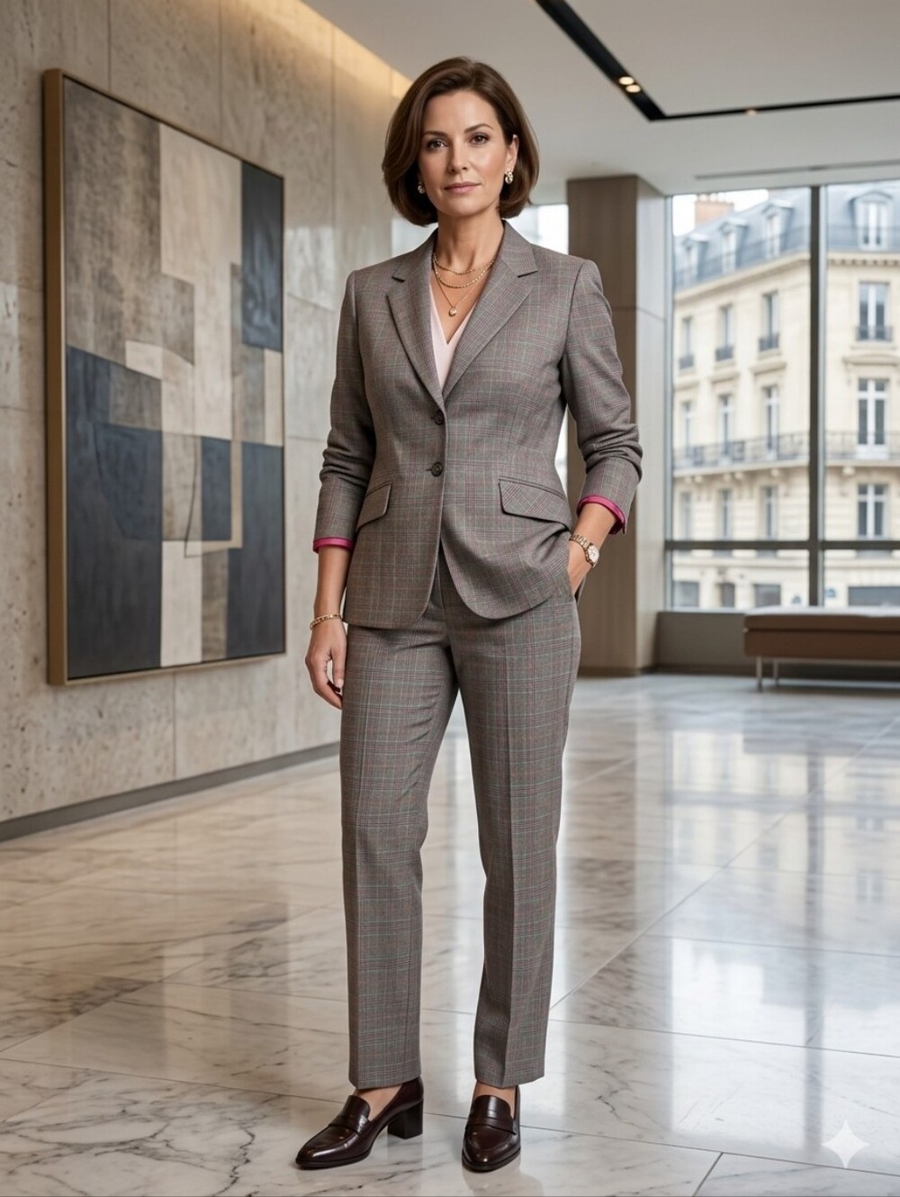 TRISTAN Ensemble Tailleur - Motif Carreaux - Couleurs Audacieuses
